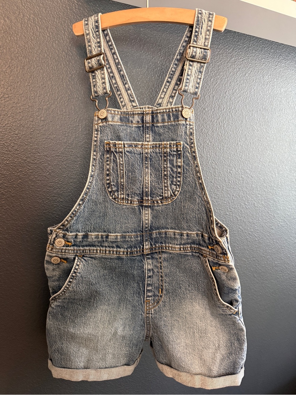 Cat & Jack Denim Blue Short Overalls
